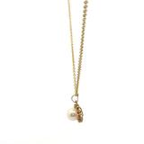 Yellow Gold Pearl Pendant Necklace with Scalloped Halo