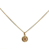 Yellow Gold Pearl Pendant Necklace with Scalloped Halo