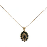 Sapphire and Diamond Cluster Pendant Necklace in Yellow Gold