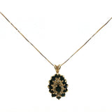 Sapphire and Diamond Cluster Pendant Necklace in Yellow Gold