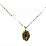 Sapphire and Diamond Cluster Pendant Necklace in Yellow Gold