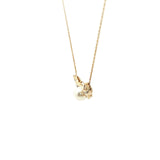 Yellow Gold Pearl and Diamond Accent Ribbon Necklace