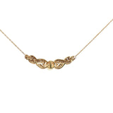 Yellow Gold Pearl and Diamond Accent Ribbon Necklace