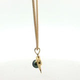 Yellow Gold Dolphin Pendant Necklace with Dark Pearl