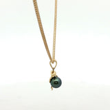 Yellow Gold Dolphin Pendant Necklace with Dark Pearl