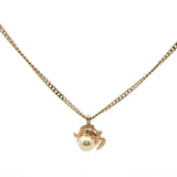 Yellow Gold Pearl Pendant Chain Necklace