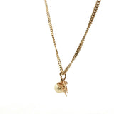 Yellow Gold Pearl Pendant Chain Necklace
