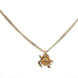 Yellow Gold Pearl Pendant Chain Necklace