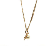 Yellow Gold Pearl Pendant Chain Necklace
