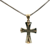 Two-Tone Gold Flared Cross Pendant Necklace