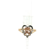 Diamond Heart 15 Quinceañera Ring in Yellow Gold