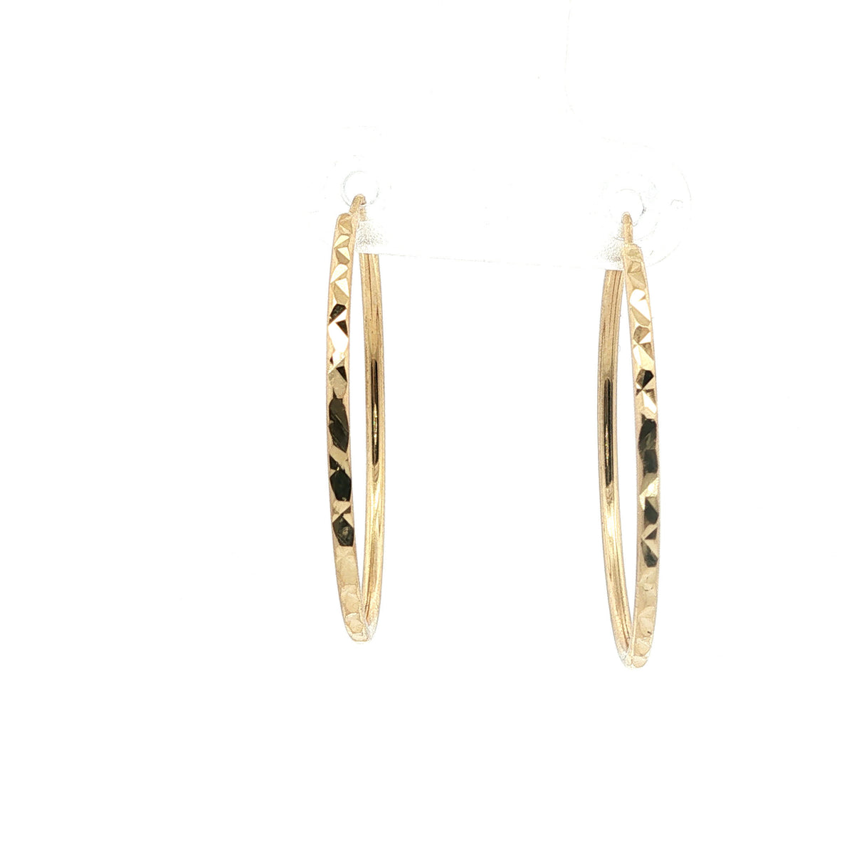 Diamond-Cut Yellow Gold Hoop Earrings