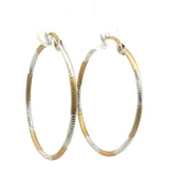Two-Tone Textured Yellow Gold Hoop Earrings