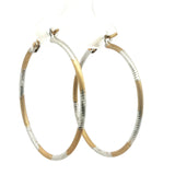 Two-Tone Textured Yellow Gold Hoop Earrings