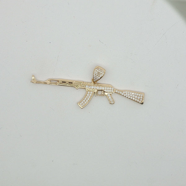 Diamond-Accented Rifle Pendant in Yellow Gold