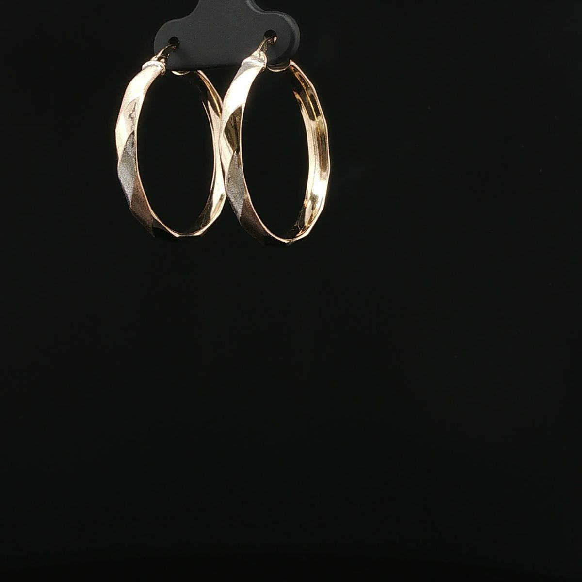 Faceted Yellow Gold Hoop Earrings