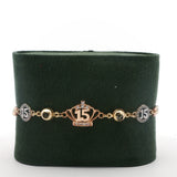 Rose Gold Diamond Crown and Number 15 Chain Bracelet