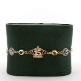 Rose Gold Diamond Crown and Number 15 Chain Bracelet