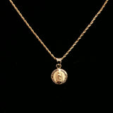 Yellow Gold Diamond Halo Guadalupe Pendant on Rope Chain