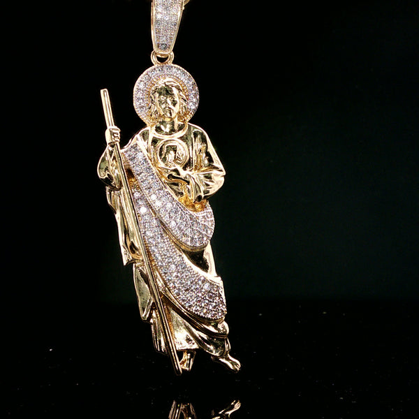 Yellow Gold Diamond-Accented Saint Pendant