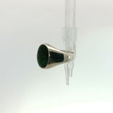 Polished Silver Round Green Jade Signet Ring