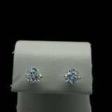 White Gold Four-Prong Round Diamond Stud Earrings