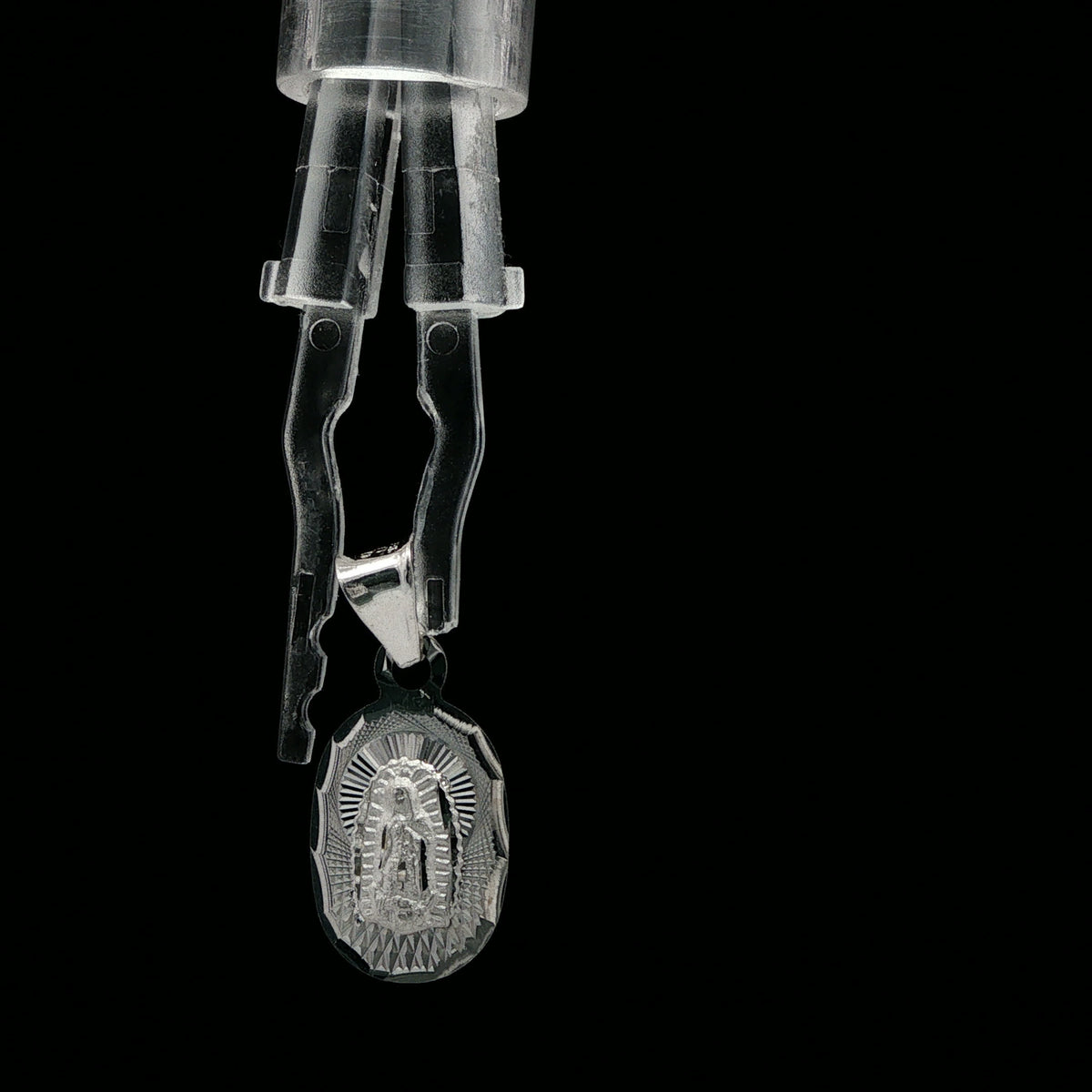 White Gold Our Lady of Guadalupe Oval Pendant