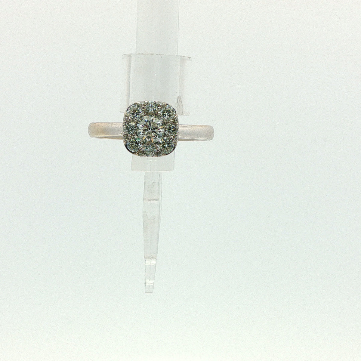 White Gold Diamond Cushion Cluster Ring