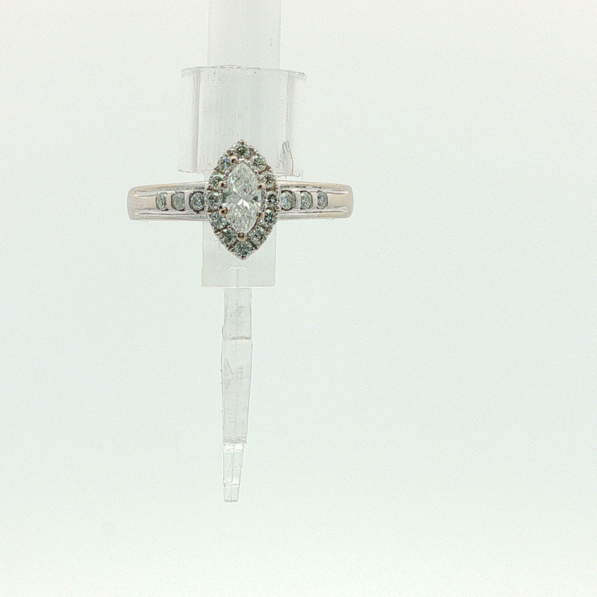 White Gold Marquise Diamond Halo Multi-Stone Ring