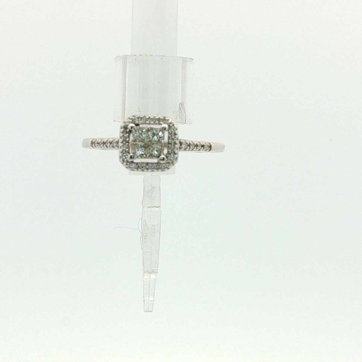 White Gold Quad Diamond Halo Engagement Ring