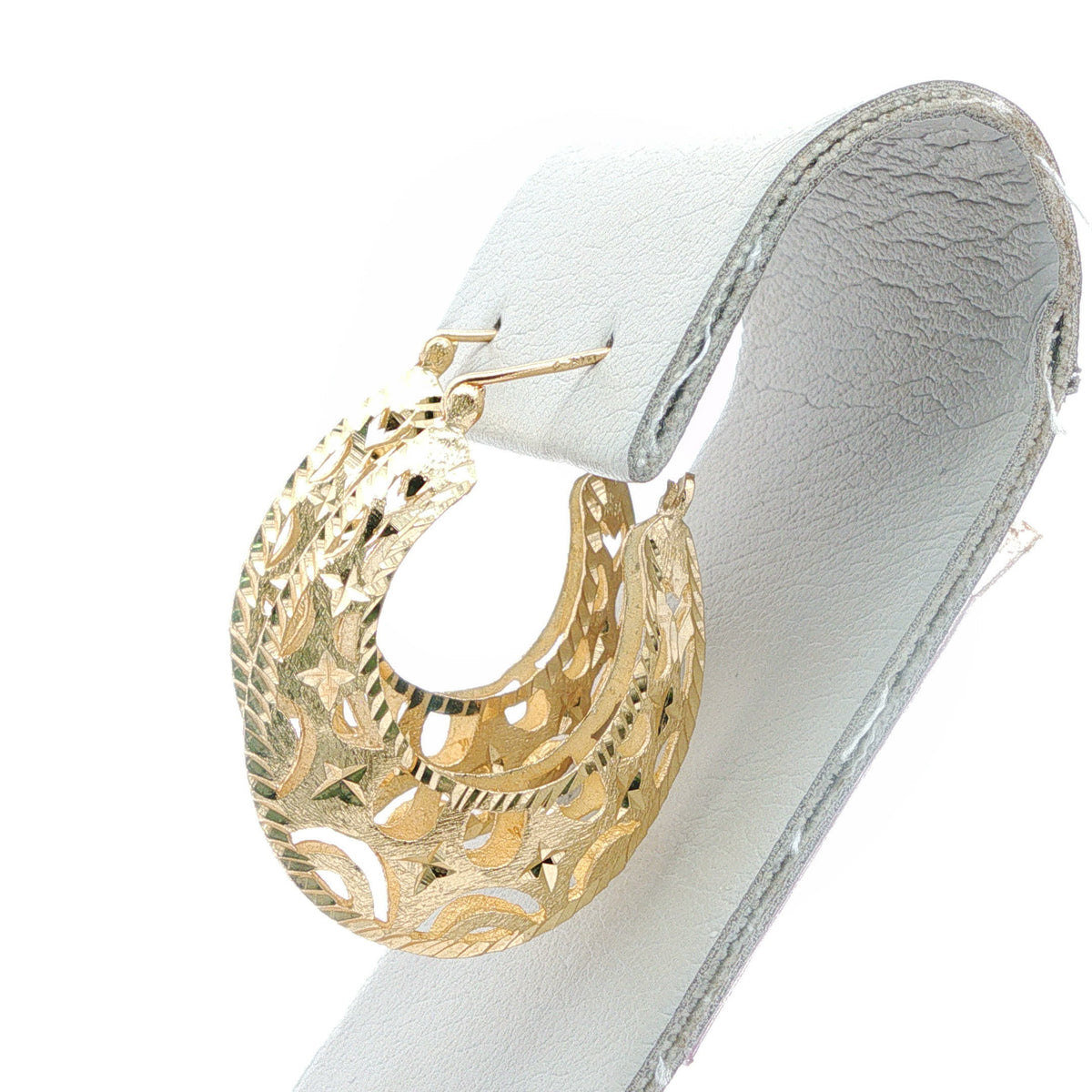 Yellow Gold Openwork Filigree Hoop Earrings