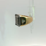 Diamond Pave Square Signet Ring in Yellow Gold
