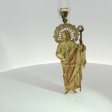 Yellow Gold Diamond Accent Saint Pendant