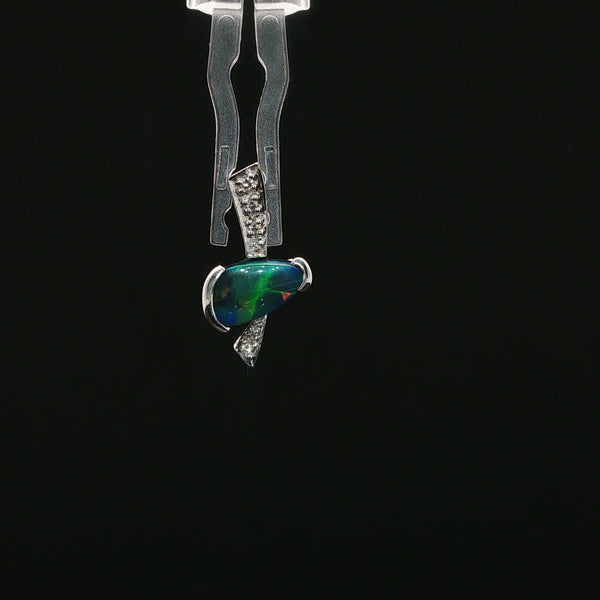 Freeform Opal Pendant in White Gold
