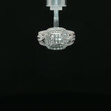 Diamond Double Halo Cluster Ring in White Gold