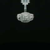 Diamond Double Halo Cluster Ring in White Gold