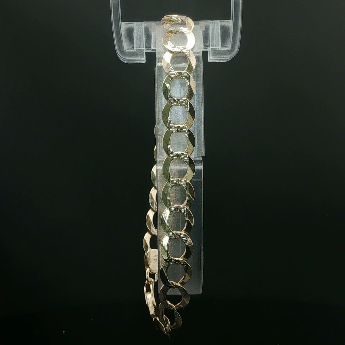 Polished Yellow Gold Flat Link Chain Bracelet