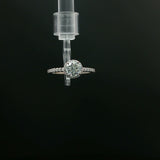 White Gold Round Diamond Halo Ring with Pavé Band