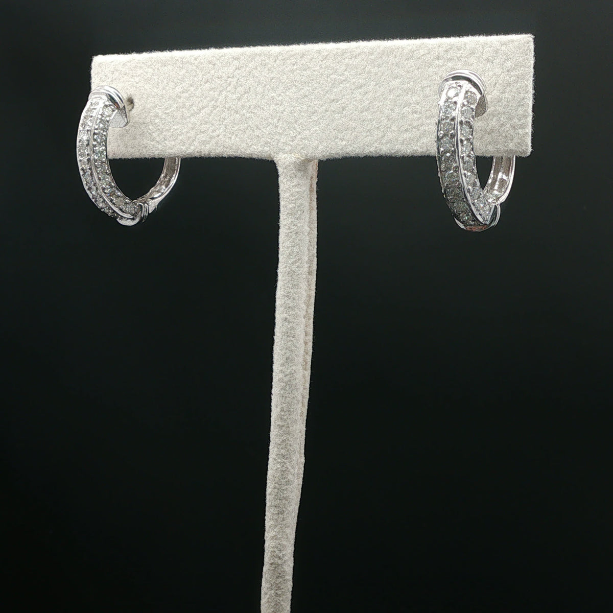 Pavé Diamond Hoop Earrings in White Gold