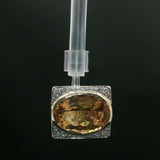 Oval Citrine Square Halo Pendant in White Gold