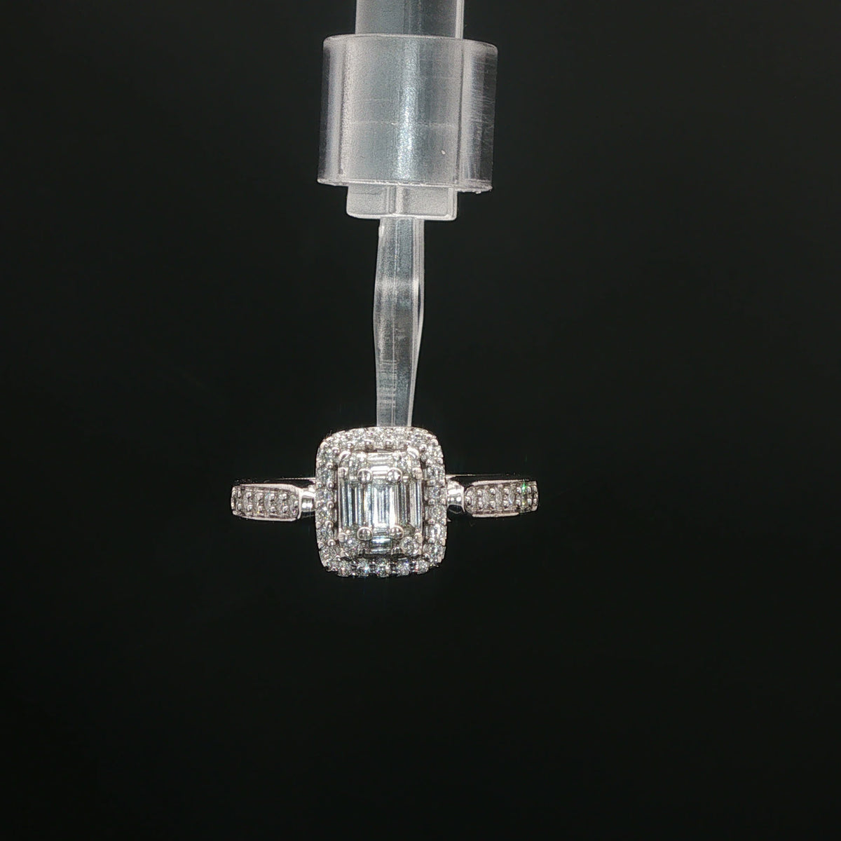 White Gold Diamond Composite Halo Ring