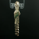 Yellow Gold Emerald Saint Figure Chain Bracelet