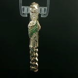 Yellow Gold Emerald Saint Figure Chain Bracelet