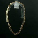 Yellow Gold Emerald Saint Figure Chain Bracelet