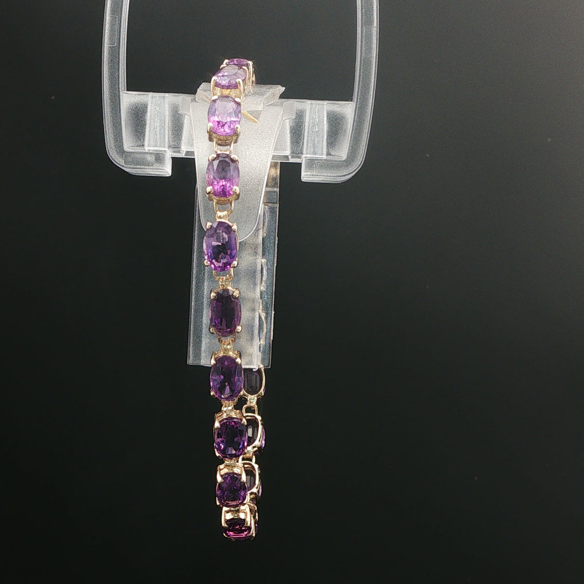 Yellow Gold Oval Amethyst Tennis Bracelet