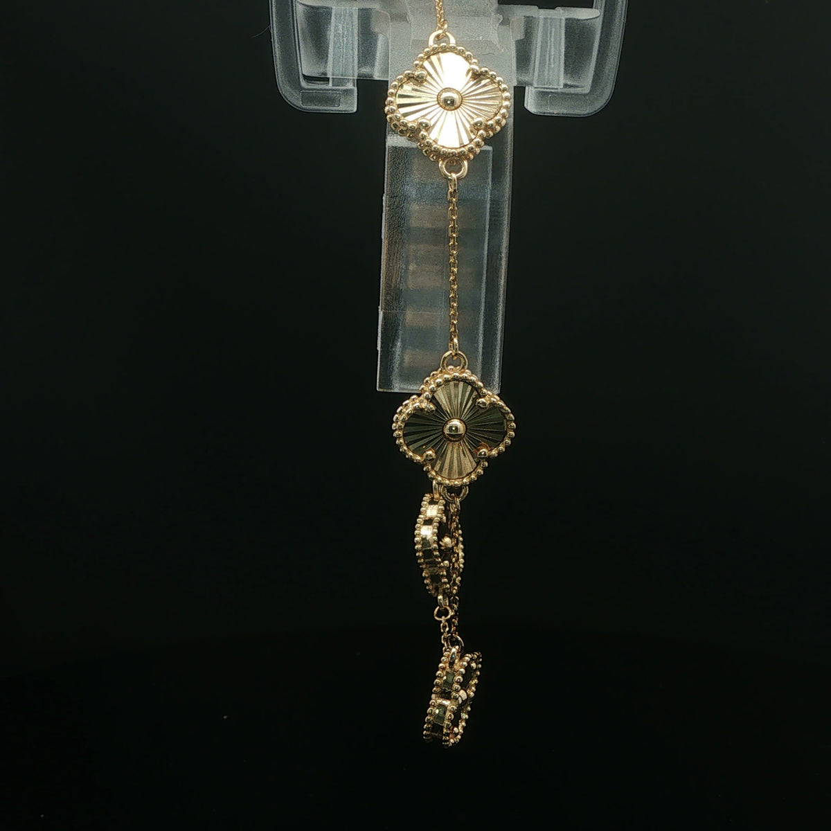 Yellow Gold Clover Motif Chain Bracelet