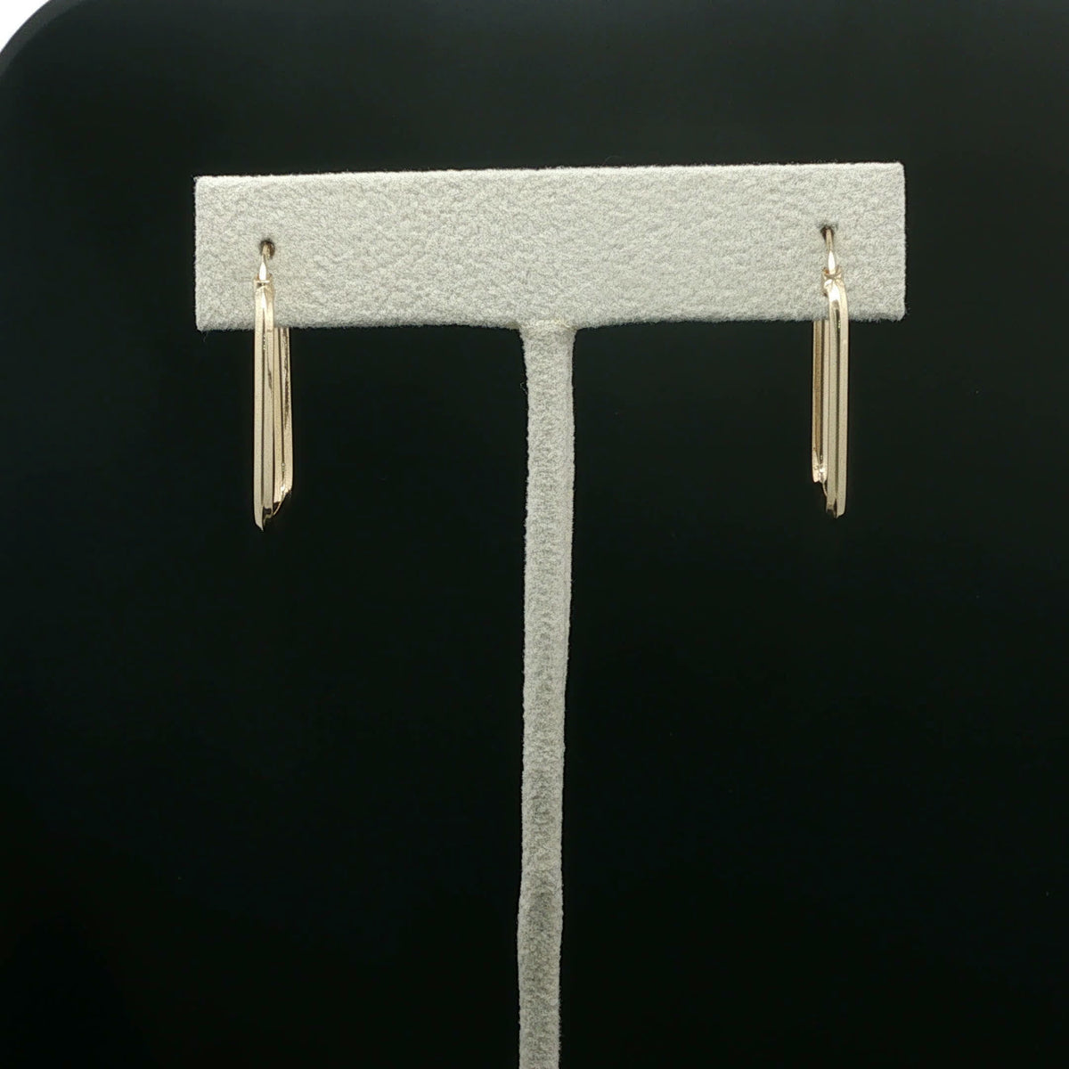 Yellow Gold Elongated Rectangular Hoop Earrings