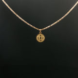 Yellow Gold Chinese Character Coin Charm Necklace
