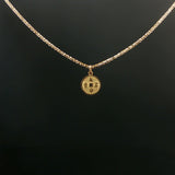 Yellow Gold Chinese Character Coin Charm Necklace