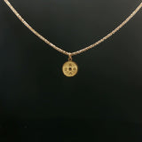 Yellow Gold Chinese Character Coin Charm Necklace